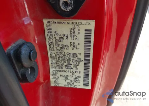 2006 Nissan Frontier Se from USA, damaged, VIN 1N6AD06U36C415398